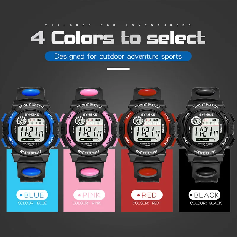 

SYNOKE Children Digital Watches Sports Alarm Clock LED Display Waterproof Chronograph Kids Electronic Watches Girls Boys Gifts