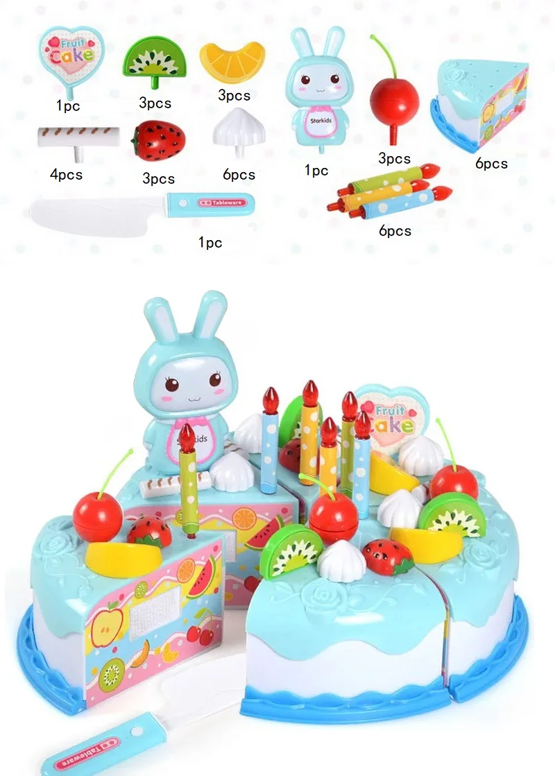37 шт. Protend Play Fruit Cuting игрушка на день рождения DIY кухонные игрушки торт еда мальчики девочки подарок для детей Развивающие детские ZXH