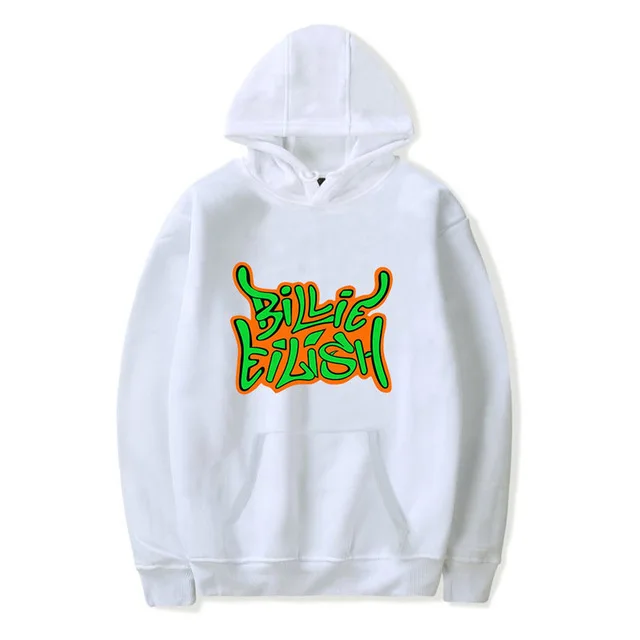Новая горячая Billie Eilish Толстовка Мужская Черная хлопковая толстовка пара Billie Eilish Толстовка простая сохраняющая тепло Женская/Мужская толстовка одежда - Цвет: white billie