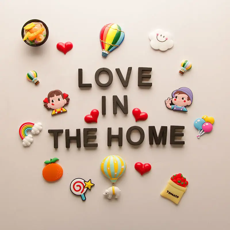 

Creative 3D Cartoon Fridge Magnets PVC Food Refrigerator Magnetic Sticker Set Home Decor Fridge Magnetic Stickers Kids Gift