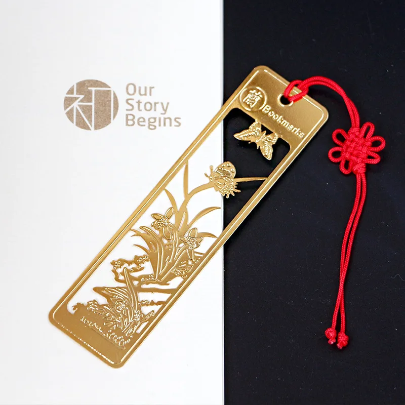 Творческие золотые Пустые Цветочные закладки винтажный китайский стиль слива