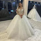 Блестящее свадебное платье с кристаллами и длинными рукавами; Коллекция 2022 года; Vestido De Noiva; Свадебное платье со шнуровкой и бусинами на заказ; Hochzeitskleid