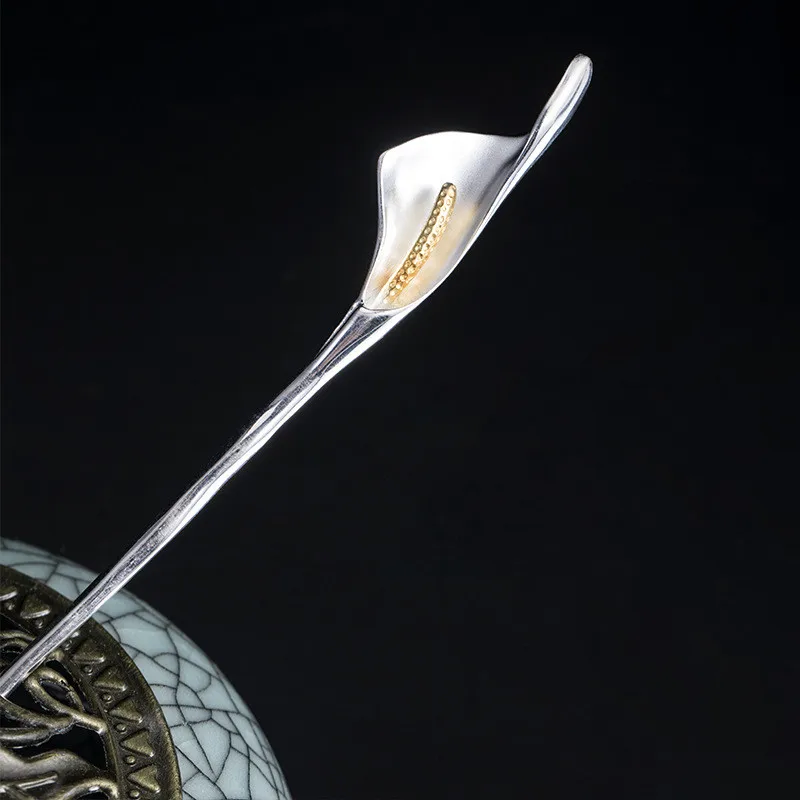 Палка для волос Calla в виде цветка лилии из чистого серебра 925 пробы японское