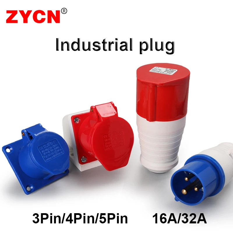 

1PC Waterproof Industry Plug Wall Surface Mount Socket 3/4/5 PIN 16A 32A Male Female Electrical Connector Coupler Panel Aviation