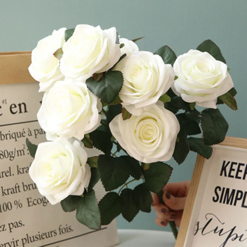 

10 шт., искусственные цветы, многослойный букет роз, свадебное украшение, цветы для дома, Композиция Цветов