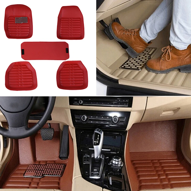 

5Pcs/set Universal Car Auto Floor Mats Floor Liner Pu Leather Carpets