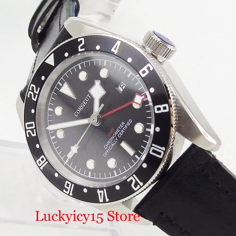 

Мужские механические часы с сапфировым стеклом и кожаным ремешком