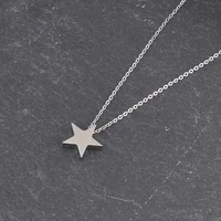 trendy simple design unisex silver color star round square pieces pendant stainless steel necklace choker neck chain jewelry