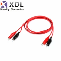 10pcs 1meter double red and black clips crocodile cable alligator jumper wire test leads