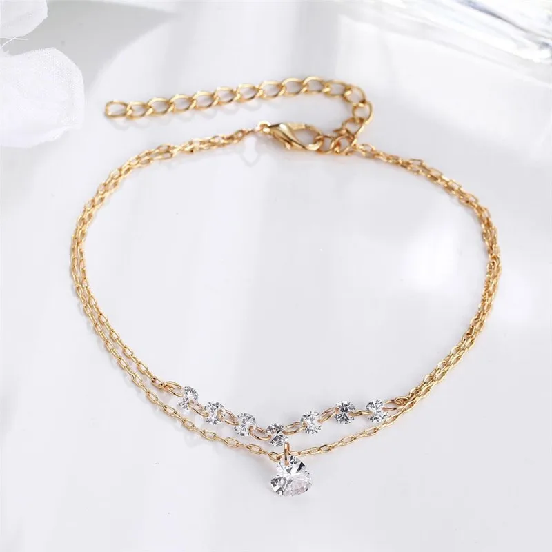 Роскошные Ювелирные изделия Подарки Золото/Серебро Цвет Кристалл Сердце браслет