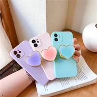 love heart phone holder case on for iphone 12 11 pro max mini 6 s 6s 7 8 plus 5 5s se 2020 girl cute stand soft silicone cover