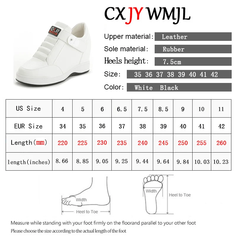 

2021 Spring Women Sneakers Internal Increase White PU leather Casual Shoes Ladies Winter Wedge Sneaker Summer Vulcanized Shoes