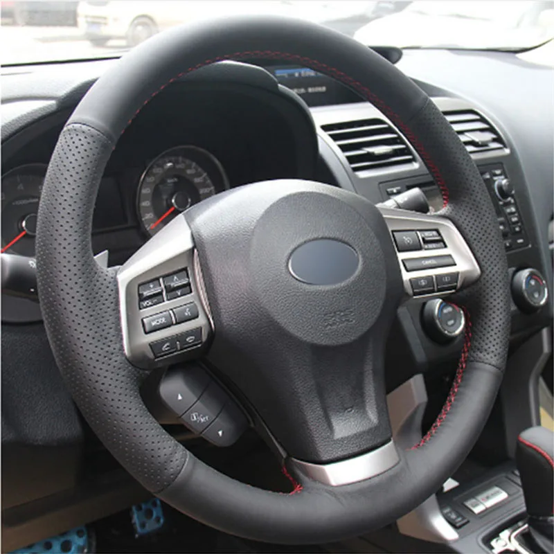 Верхнее кожаное рулевое колесо ручная строчка на обертывание крышка для Subaru Forester