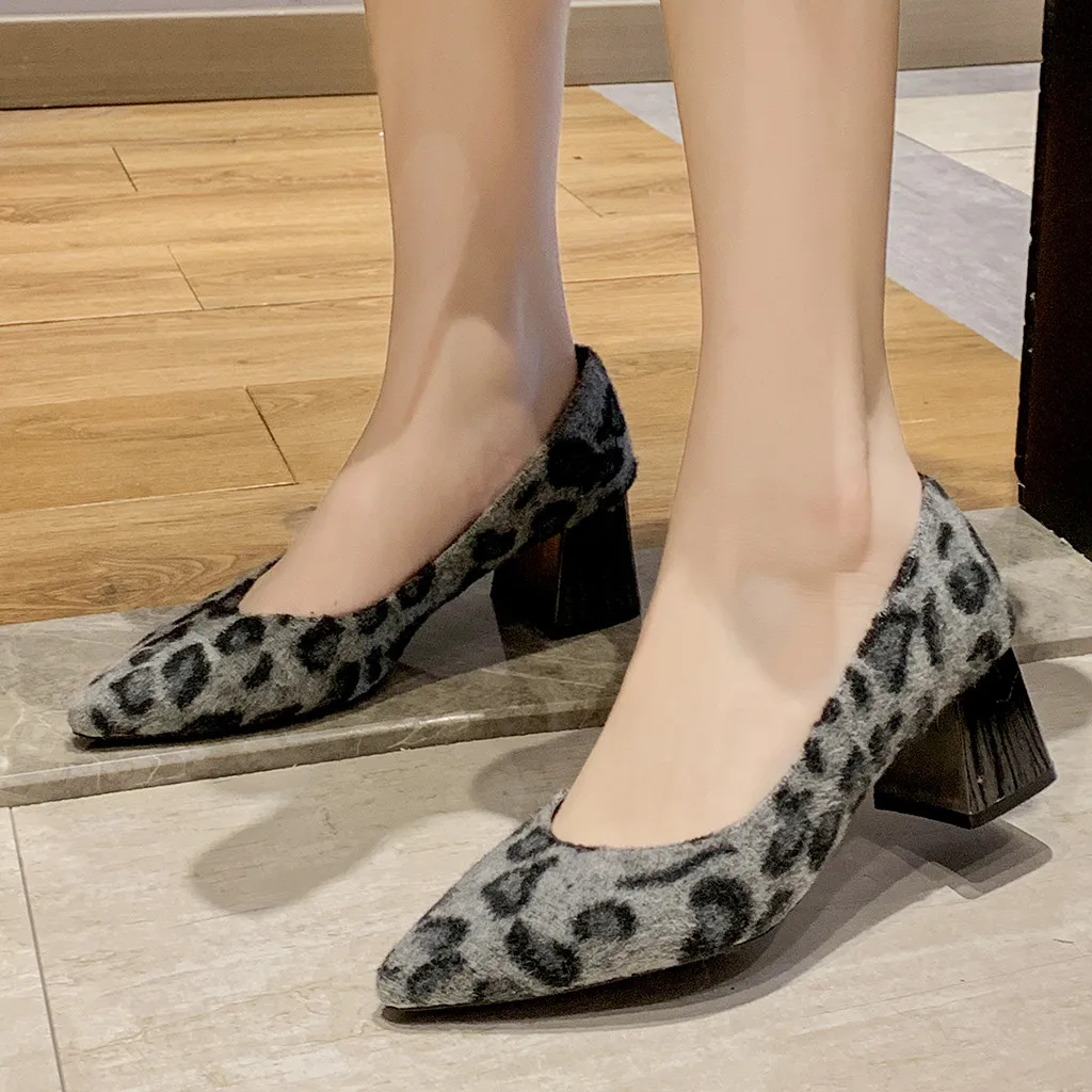 2019 г. женская обувь модные повседневные леопардовые тонкие туфли с острым носком