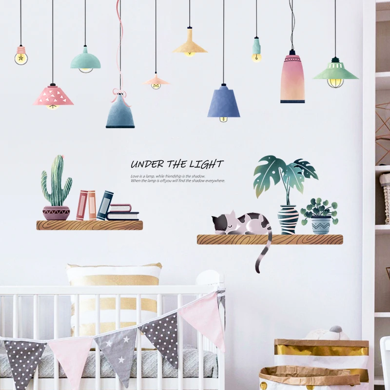 

Warm Chandelier Wall Stickers for Girls Kids Room Decoration Wall Decals Living Room Bedroom Wallpaper Self-adhesive Home Decor