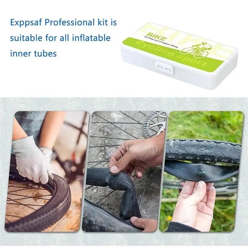

24pcs Portable Bicycle Tire Repair Tools Bike Tire Rubber Patch Repair Kit Round and Square Tire Repair Tool Set for Cycling
