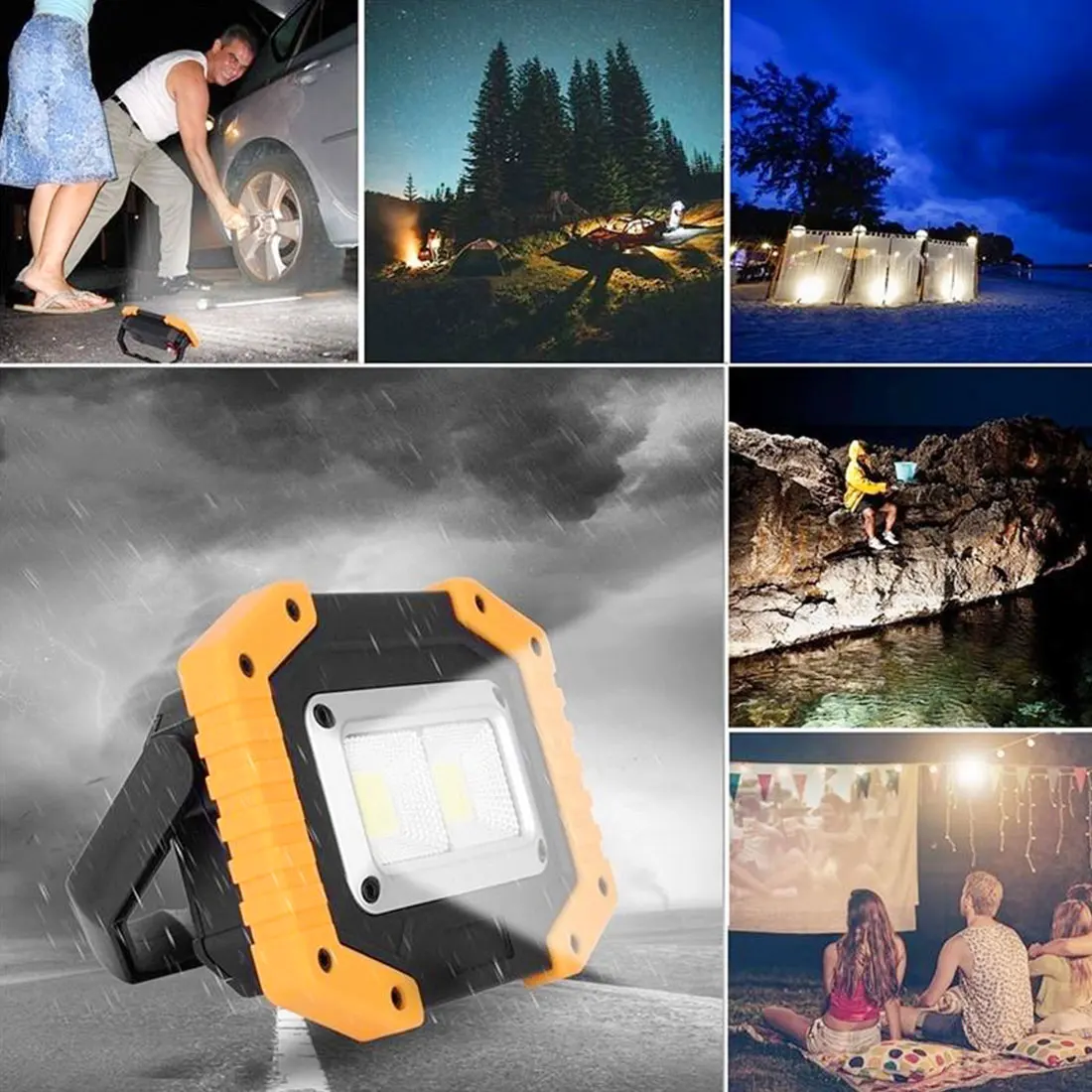 

COB LED Portable Spotlight Waterproof Super Bright Led Work Light Rechargeable for Outdoor Camping Lamp Led Flashlight by18650
