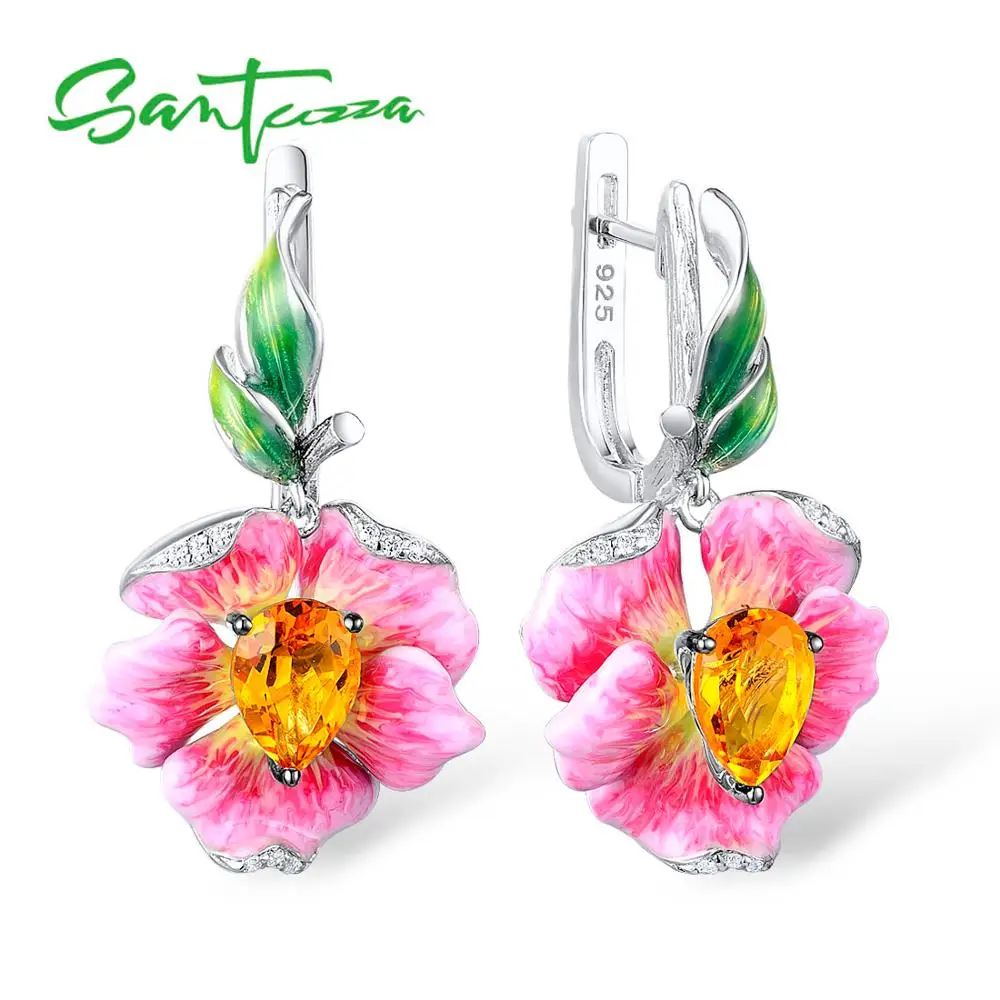 

Женские серьги SANTUZZA, эксклюзивные серьги в виде цветов с эмалью, 925