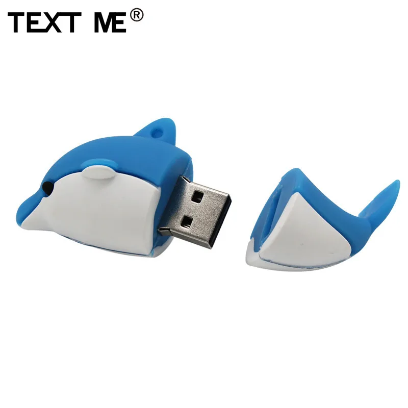 USB флеш накопитель TEXT ME в виде мультяшного животного Дельфина 2 0 4 ГБ 8 16 32 64 ГБ|USB