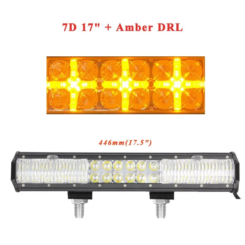 17 Inch Amber DRL VISORAK 7 12 17 23 2" внедорожный 7D светодиодный светильник 4x4 4wd ATV SUV Truck светодиодный противотуманный светильник для внедорожника ATV 4WD 4x4 Truck внедорожника - Цвет: 17 Inch Amber DRL