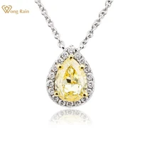wong rain 100 925 sterling silver pear created moissanite gemstone wedding engagement pendent necklace fine jewelry wholesale