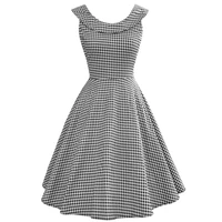 womens sweetheart lapel plaid 1940s 1950s dress sleeveless midi vintage cocktail swing dress