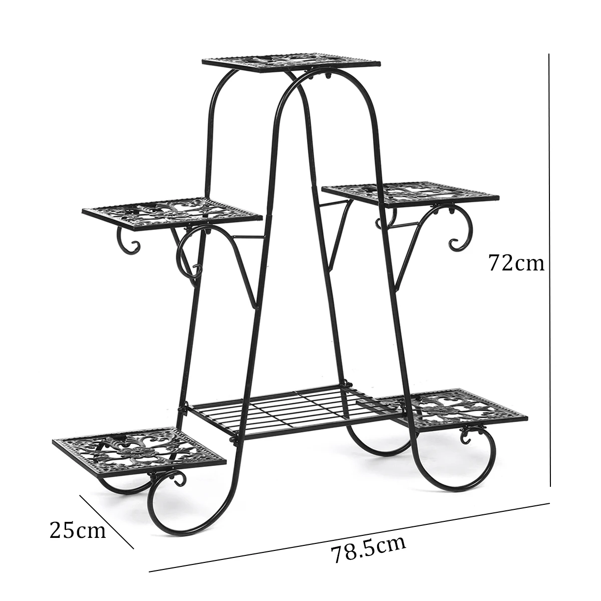 

6 Tiers Plant Shelves Wrought Iron Flower Stand Indoor Multi-Tiers Flower Stand Rack Floor-standing Balcony Flower Pot Shelves