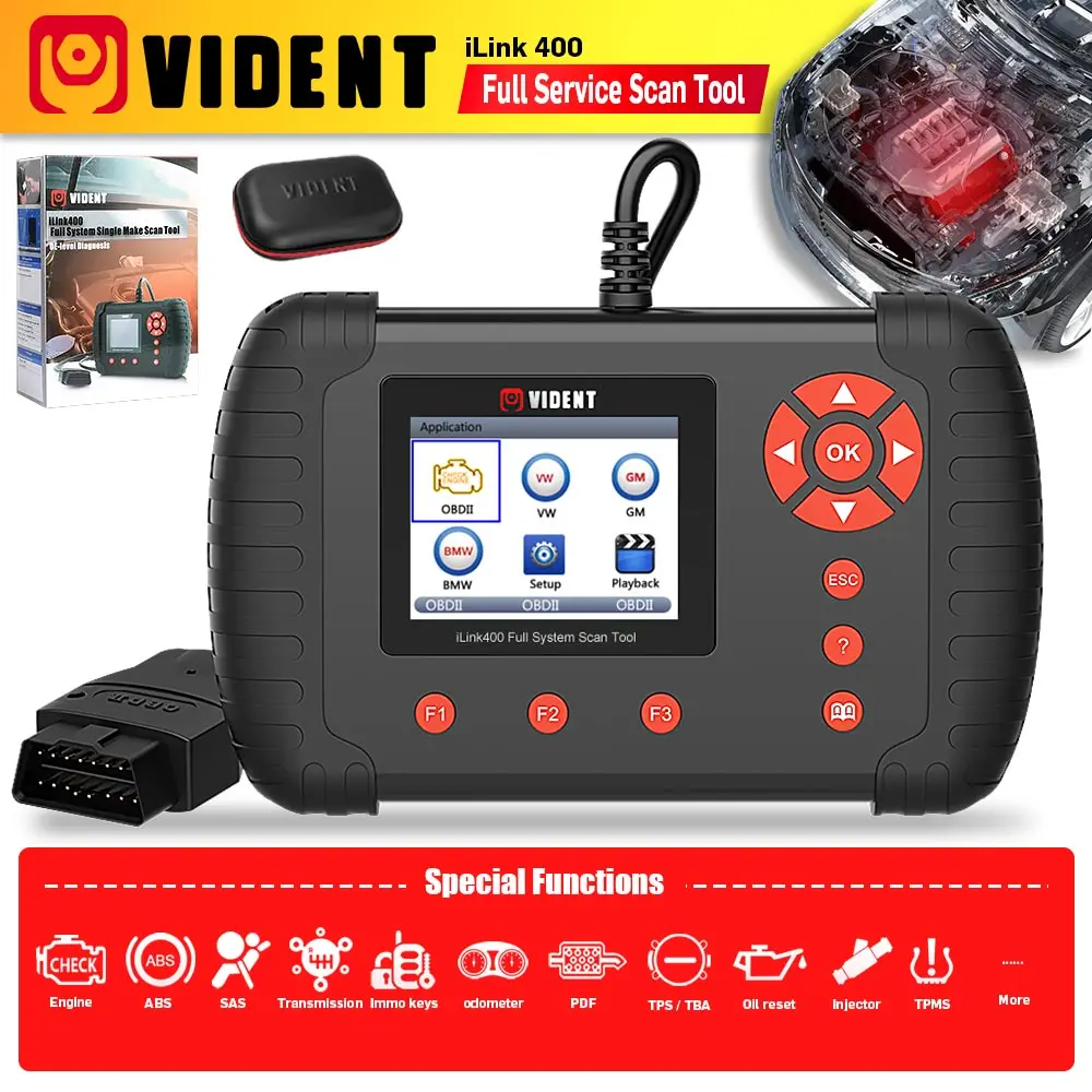 VIDENT iLink400 полная система сканирования инструмент Один сделать поддержка ABS/SRS/EPB/DPF регенерация/сброс масла обновление онлайн в течение трех лет