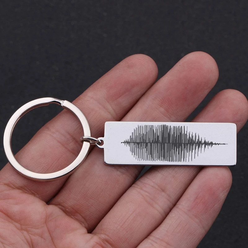 Fashion Recording Wave Keychain Personalized Sound Jewelry For Lover Girlfriend Boyfriend Gift Stainless Steel Key Ring | Украшения и