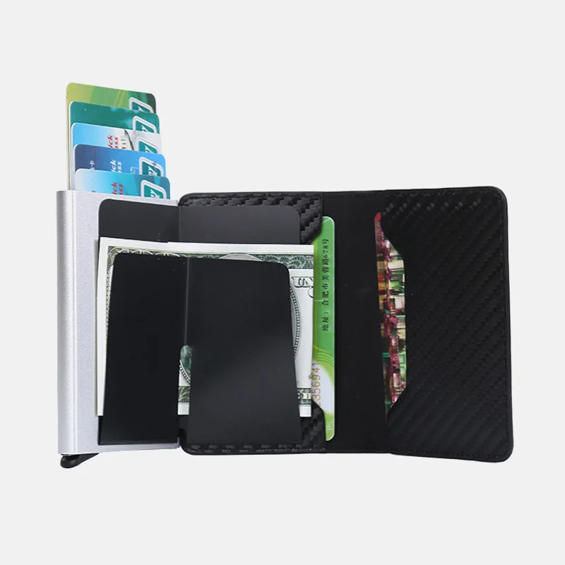 

Men Credit Card Holders Business ID Card Case Fashion Automatic RFID Card Holder Aluminium Bank Card Wallets