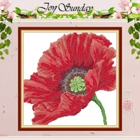 big red poppy flower patterns counted cross stitch 11ct 14ct cross stitch sets wholesale cross stitch kits embroidery needlework