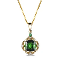 925 new high end pendant inlaid zircon fat square emerald tourmaline colored gemstone clavicle chain necklace for women jewelry