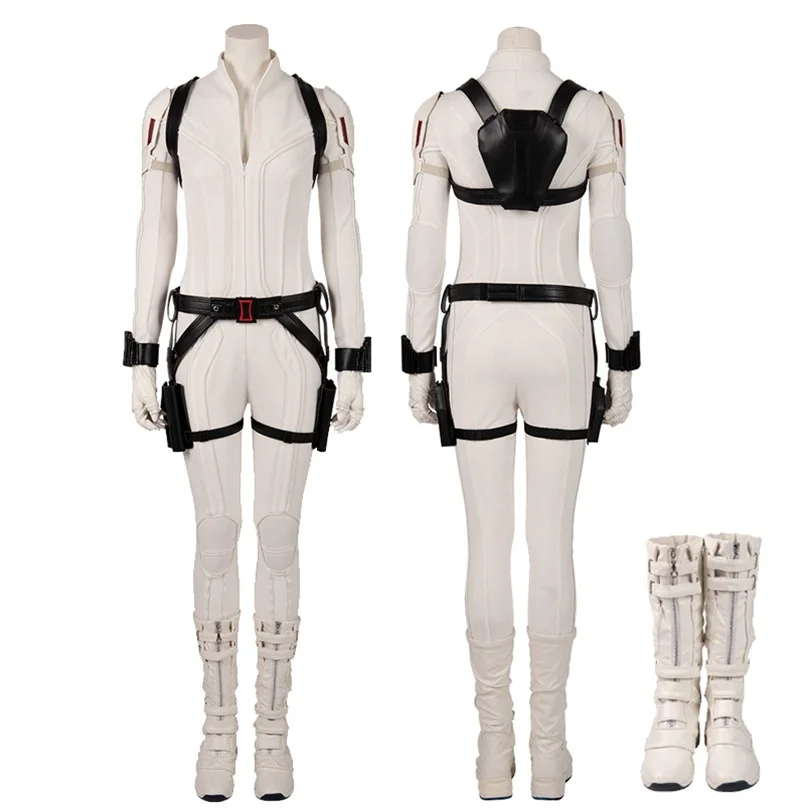 

Carnival Halloween Natasha Cosplay Widow Costume Superheroine White Jumpsuit Battle Outfit Natalia Armor Bodysuit Custom Made