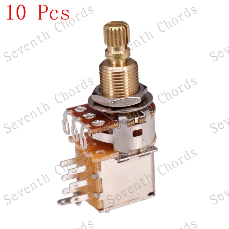 10Pcs Brass Split Shaft Push Potentiometer For Bass Guitar - A25K B25K A50K B50K A100K B100K A250K B250K A500K B500k купить по
