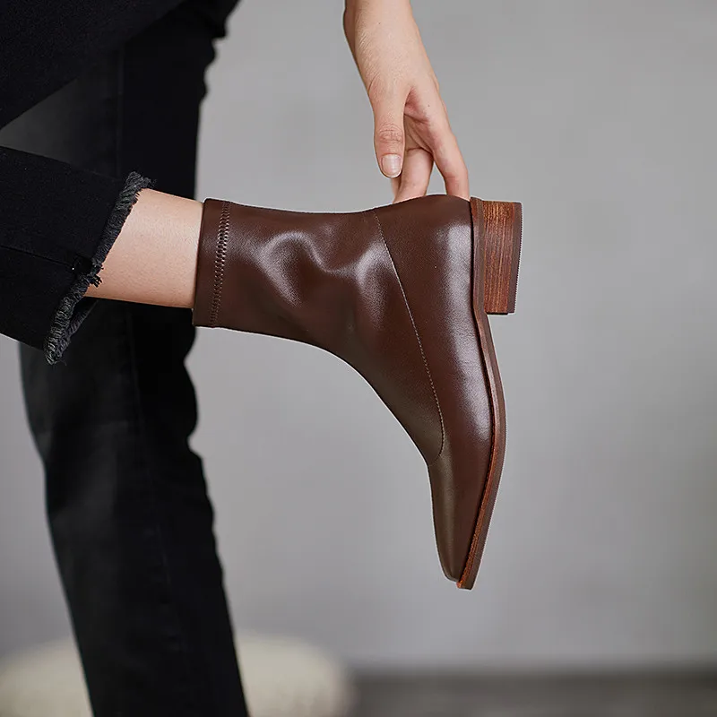 

FEDONAS Elegant Shoes Woman Autumn Winter Round Toe Thick Heels Boots Boots 2021 New Concise Wedding Night Club Ankle Boots