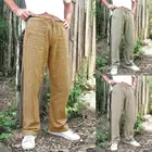 Для мужчин сплошной Цвет с несколькими карманами свободного кроя с эластичной тесьмой прямые брюки для бега трусцой
