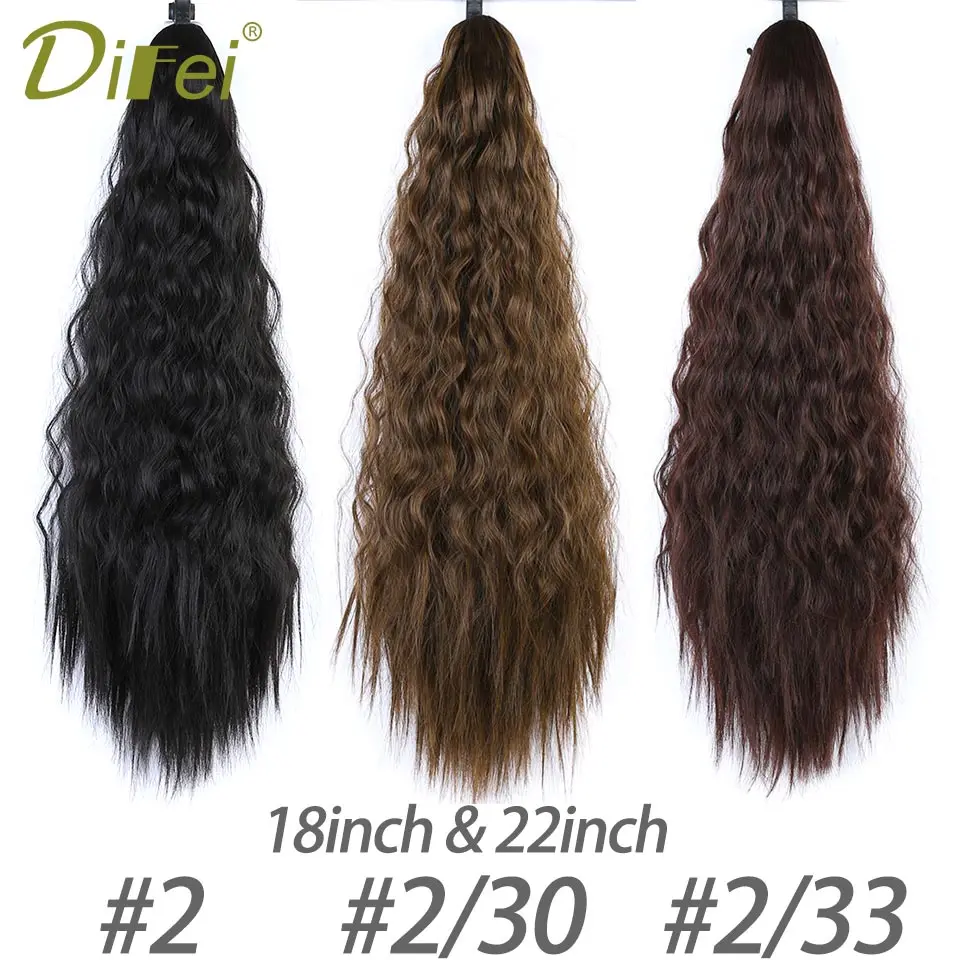 DIFEI 1" 22" длинная Кукуруза кудрявая коготь зажим конский хвост для черных женщин синтетический искусственный конский хвост высокотемпературное волокно Наращивание волос