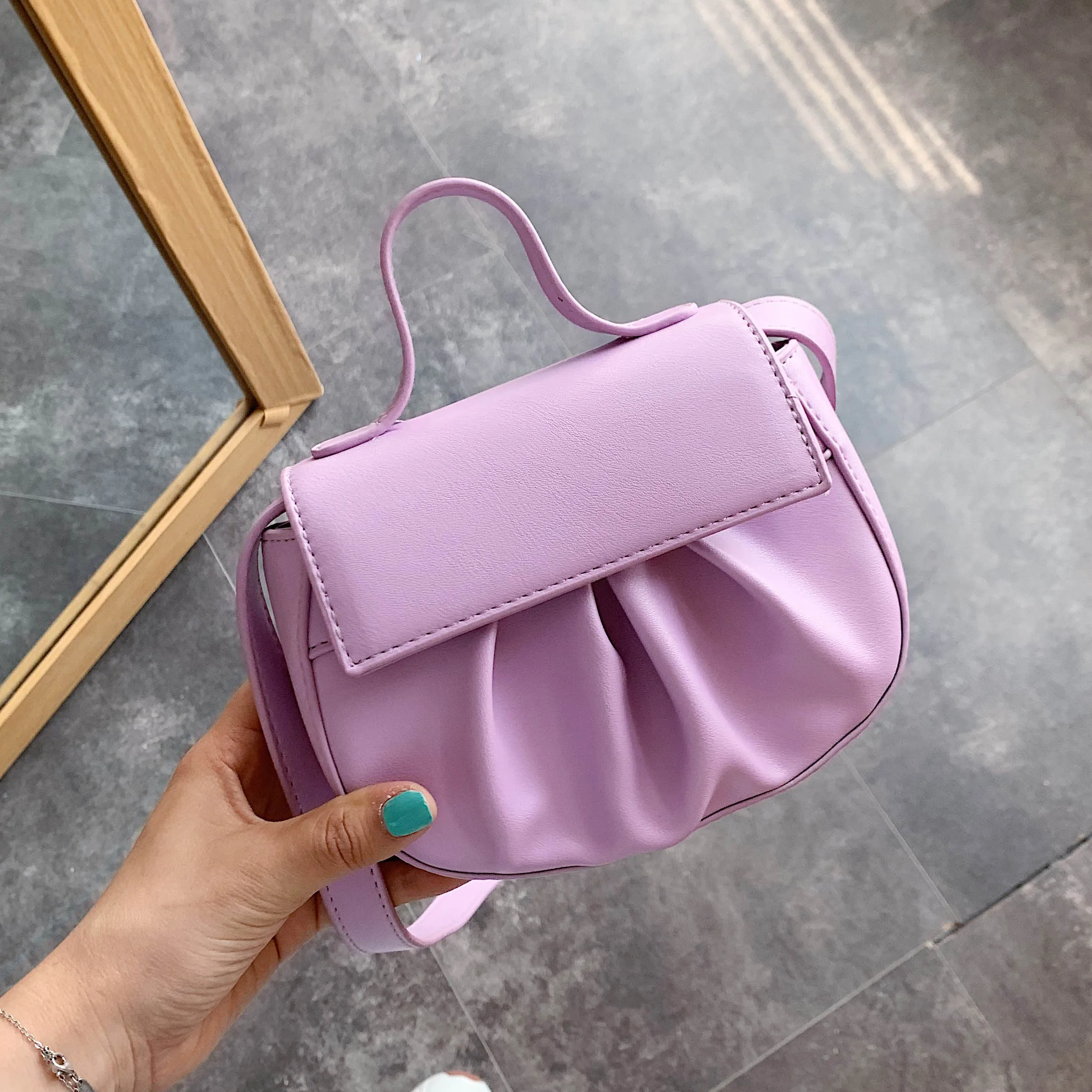 

Cute Small PU Leather Saddle Bags For Women 2021 Kawaii Shoulder Crossbody Handbags Female Travel Cross Body Tote Bag