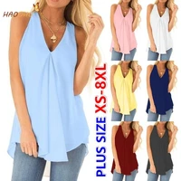 haoohu oversized t shirt new summer solid color loose casual chiffon sleeveless top for women 8 color 2021