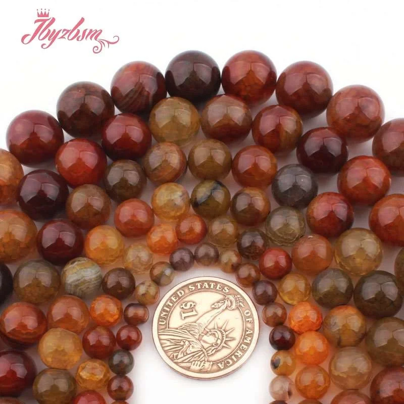 Гладкие Круглые Бусины из натурального агата с трещинами для самостоятельного