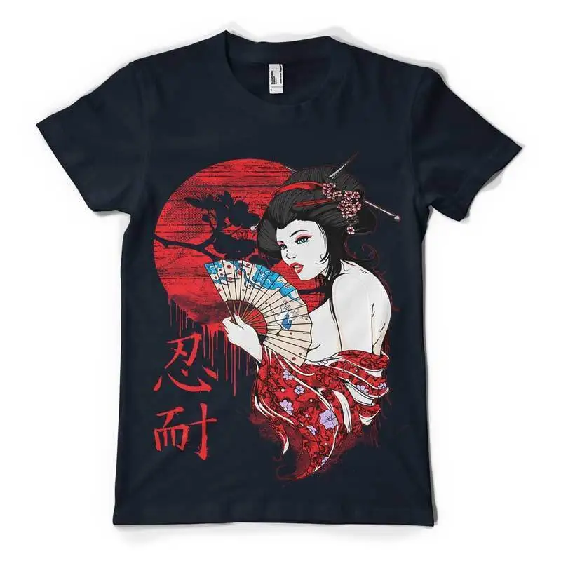 2019 100% хлопок Мода GEISHA девушки китайский веер Сексуальная mashup Мужская футболка dtg |