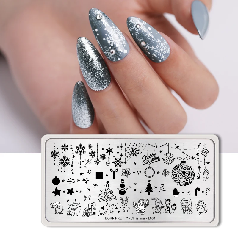Новогодняя тема пластины для стемпинга ногтей BORN PRETTY пластина штампов из