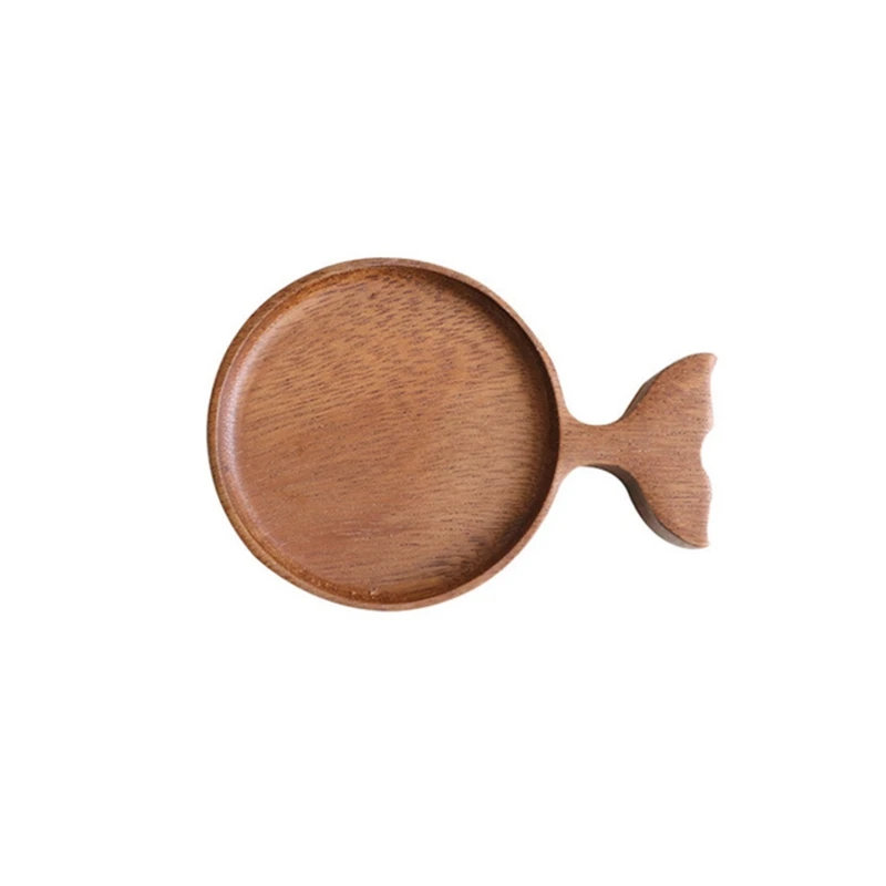 

Creative Wooden Sauce Dishes Cartoon Fish Shaped Dipping Bowl Natural Wood Seasoning Plates Snack Appetizer Serving Tray