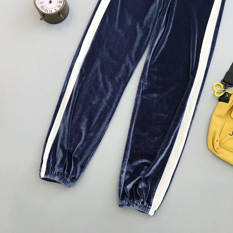 

Pants Women Plush Striped High Waist Drawstring Loose 2XL Simple BF Harajuku Korean Style All-match Student Casual Soft Womens