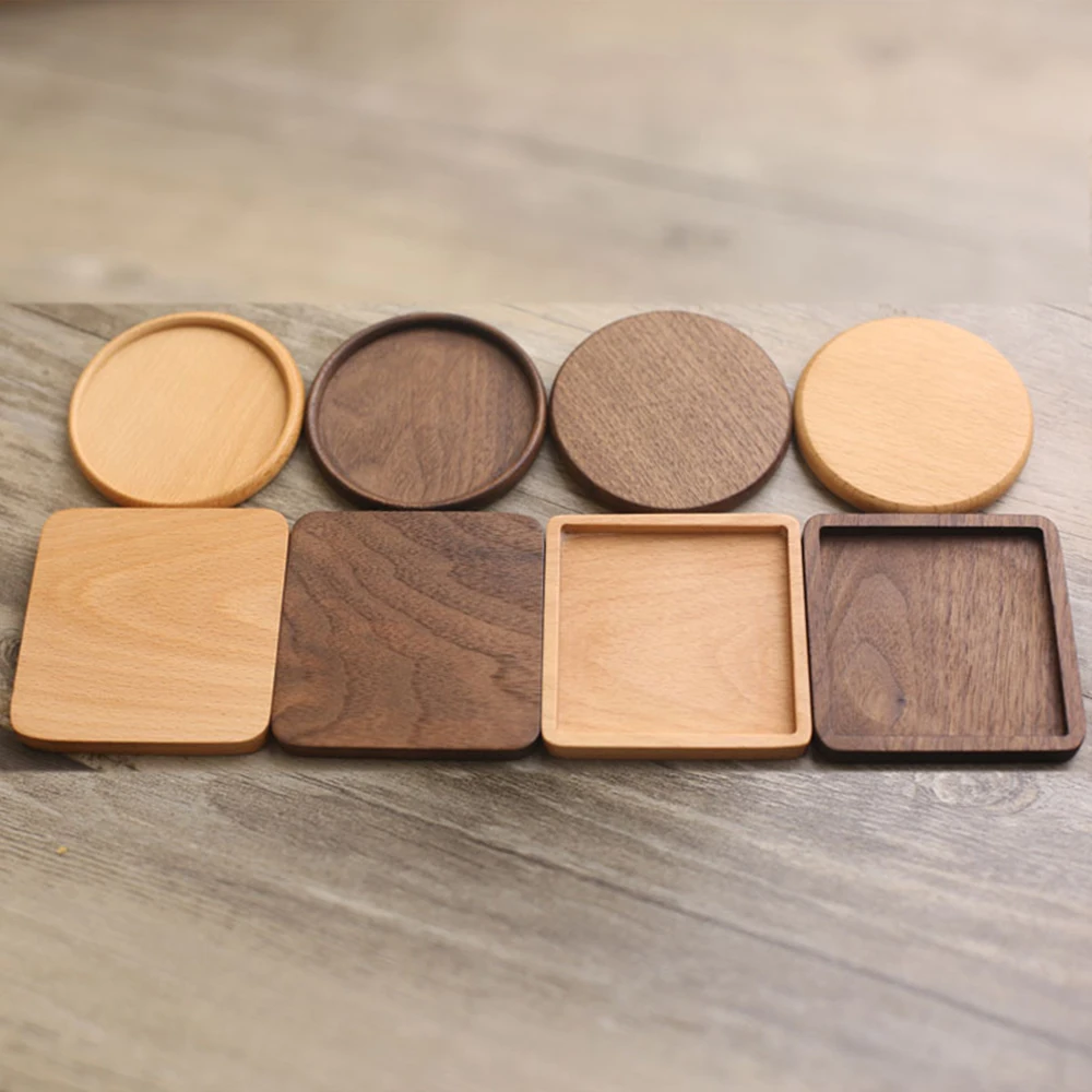 

8.8cm Durable Wood Coasters Stand Mug Tea Coffee Cup Pad Heat Resistant Drink Mat Home Table Tea Coffee Cup Pad Tableware Decor