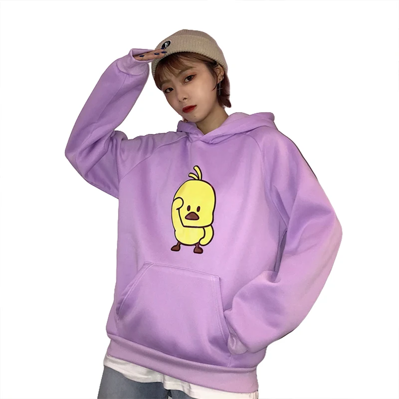 Женская одежда новые корейские kawaii Мультяшные утки свободные BF толстовки милые