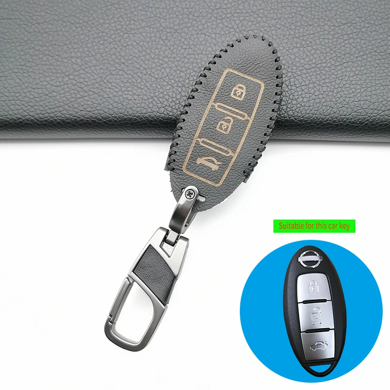 3 кнопки 100% кожаный чехол для ключей автомобиля Nissan Teana Qashqai Juke ключ сумка