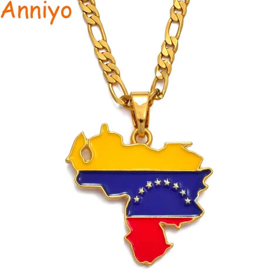 Anniyo Venezuela карта и кулон в форме флага ожерелье для женщин/мужчин золотого цвета ювелирные изделия для девочек#116206