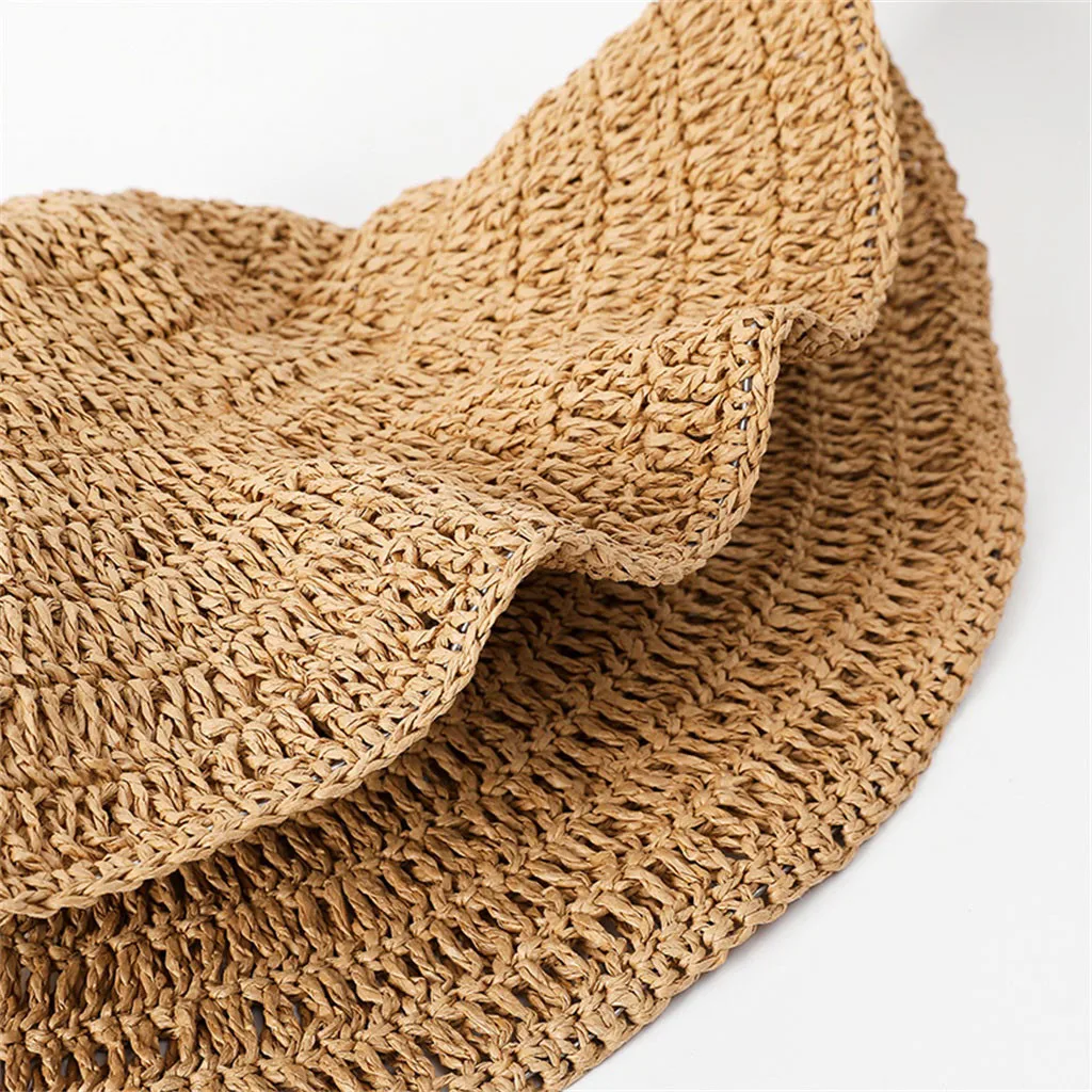 Шляпа женская Соломенная с широким верхом Пляжная Панама от солнца складная