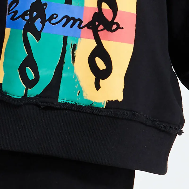 

Vefadisa Plus Size Letter Print Hooded Sweatshirt Women 2020 Autumn Fashion Stitching Color Pullover Coat Casual Black QYF3900